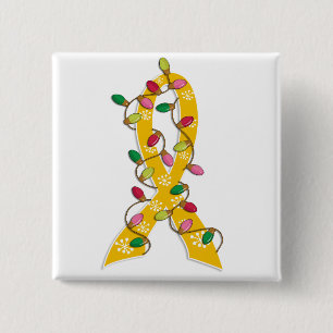 Childhood Cancer Christmas Lights Ribbon 15 Cm Square Badge