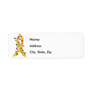 Childhood Cancer Christmas Lights Ribbon Return Address Label