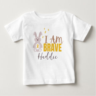 childhood cancer. Custom Name. brave. Baby T-Shirt