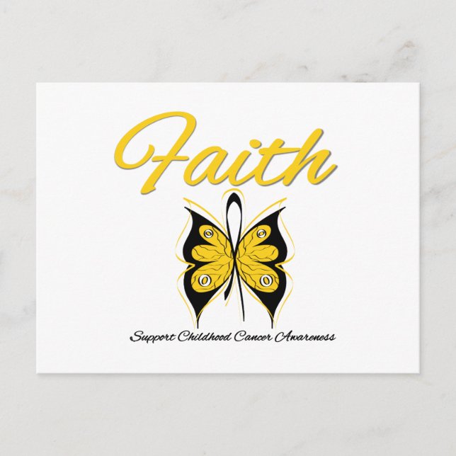 Childhood Cancer Faith Butterfly Ribbon Postcard (Front)
