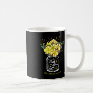 Childhood Cancer Faith Love Hope Flower Jar Awaren Coffee Mug