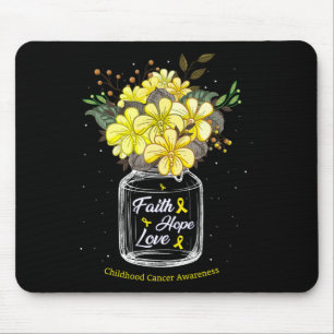 Childhood Cancer Faith Love Hope Flower Jar Awaren Mouse Pad