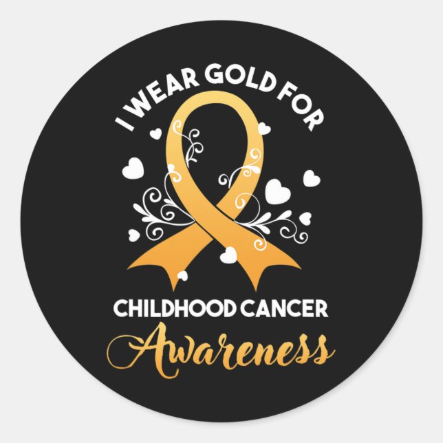 Childhood Cancer Fighter Awareness Month Wear Gold Classic Round Sticker (Front)