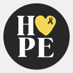 Childhood Cancer Fighter Hope Gold Ribbon Awarene Classic Round Sticker