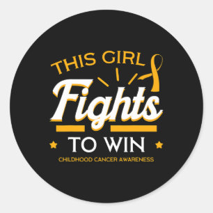 Childhood Cancer Girl Fight Ribbon Medulloblastoma Classic Round Sticker