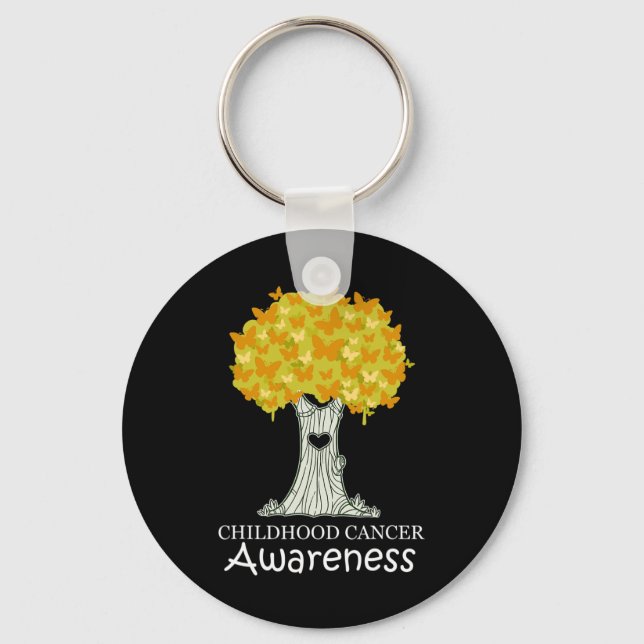Childhood Cancer Gold Ribbon Awareness Month  Key Ring (Front)