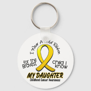 Childhood Cancer Gold Ribbon For My Daughter Key Ring