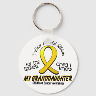 Childhood Cancer Gold Ribbon For My Granddaughter Key Ring