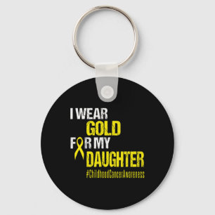 Childhood Cancer Gold Ribbon t Wear Gold For Daug Key Ring