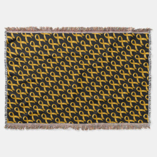 Childhood Cancer Gold Ribbon Throw Blanket