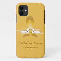 Childhood Cancer Gold Ribbon with Swans
