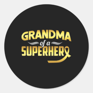 Childhood Cancer Grandma Of A Superhero Family Rib Classic Round Sticker