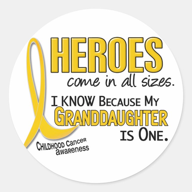 Childhood Cancer Heroes All Sizes 1 Granddaughter Classic Round Sticker (Front)