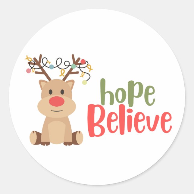 childhood cancer. hope believe Christmas Sticker  (Front)
