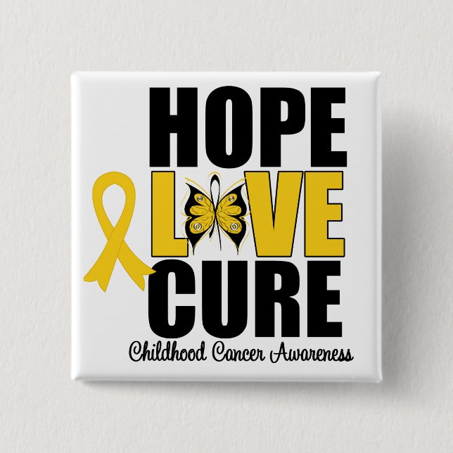 Childhood Cancer Hope Love Cure 15 Cm Square Badge (Front)