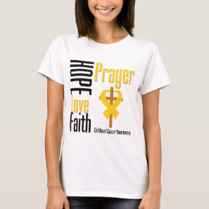Childhood Cancer Hope Love Faith Prayer Cross T-Shirt
