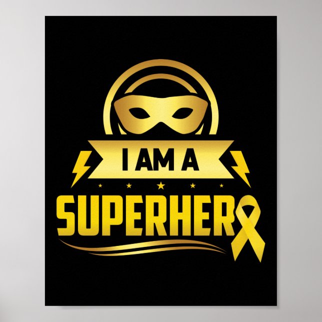 Childhood Cancer I Am A Superhero Ribbon Poster (Front)