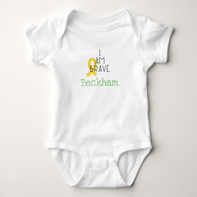 childhood cancer. I am brave.Custom Baby Bodysuit  (Front)