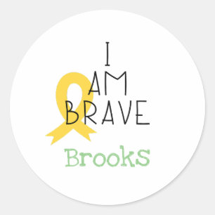childhood cancer. I am brave.Custom name Sticker