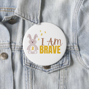 childhood cancer. I am brave. cute bunny Button