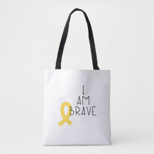 childhood cancer. I am brave. Totes & Bags