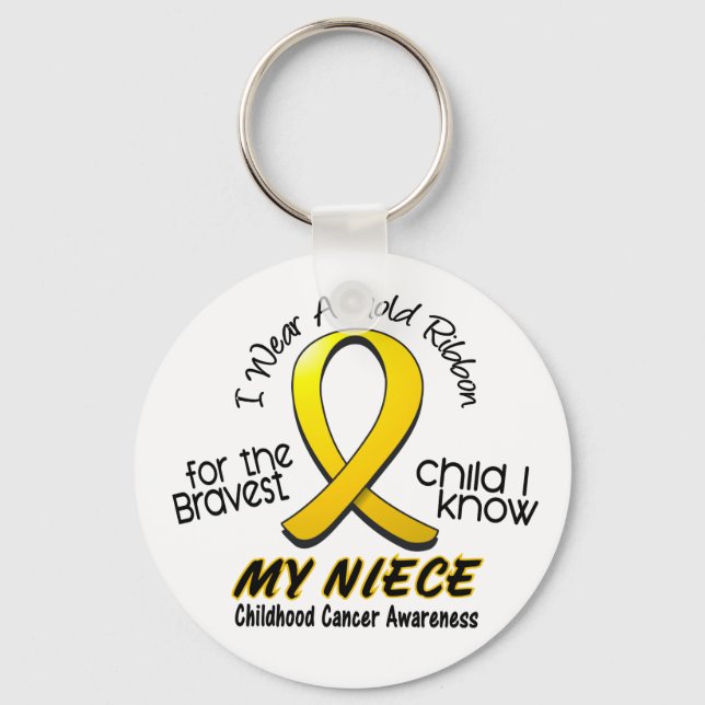 Childhood Cancer I Wear Gold Ribbon For My Niece Key Ring (Front)