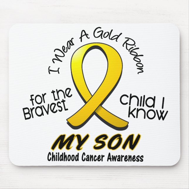 Childhood Cancer I Wear Gold Ribbon For My Son Mouse Pad (Front)