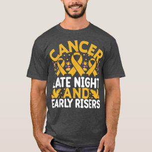 Childhood Cancer Late Night and Early Rises Yello  T-Shirt