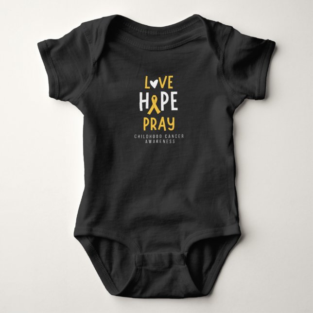 childhood cancer.love.hope.pray. Baby T-Shirt Bodysuit (Front)