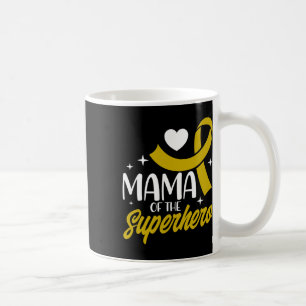 Childhood Cancer Mama Of A Superhero Ribbon Coffee Mug