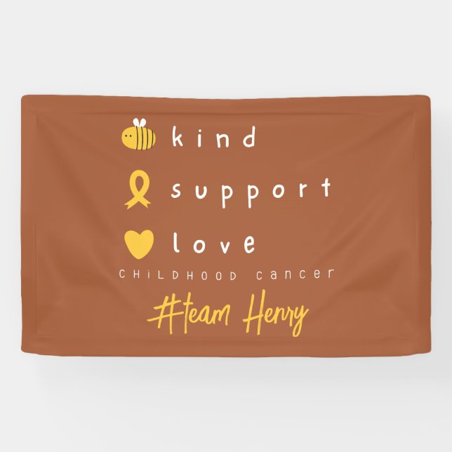 childhood cancer personalised name Banner Sign (Horizontal)