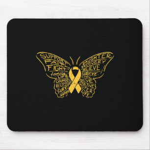 Childhood Cancer Ribbon Butterfly Awareness Suppor Mouse Pad