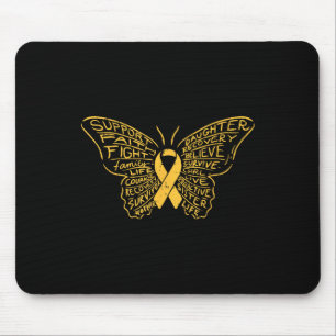 Childhood Cancer Ribbon Butterfly Awareness Suppor Mouse Pad