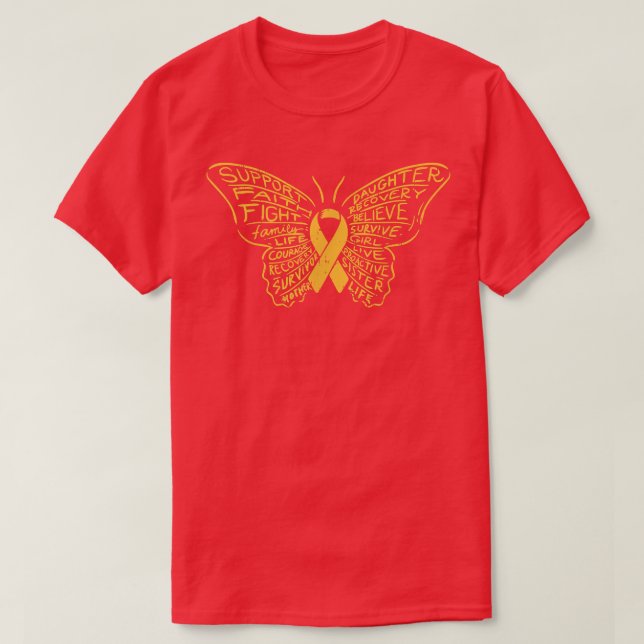 Childhood Cancer Ribbon Butterfly Awareness Suppor T-Shirt (Design Front)