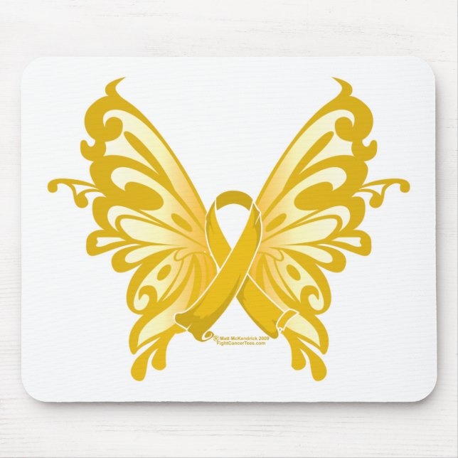 Childhood Cancer Ribbon Butterfly Mouse Pad (Front)