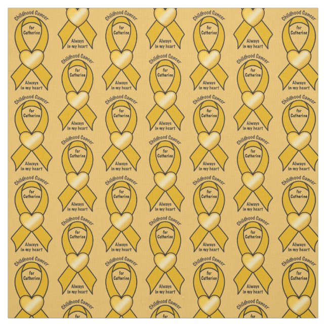 Childhood Cancer Ribbon Heart Name Customisable Fabric (Swatch)