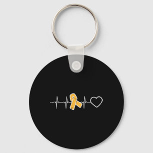Childhood Cancer Ribbon Heartbeat Awareness Men Wo Key Ring