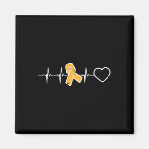 Childhood Cancer Ribbon Heartbeat Awareness Men Wo Magnet