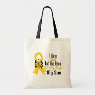 Childhood Cancer Ribbon My Hero My Son Tote Bag