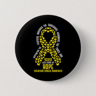 Childhood Cancer Ribbon Never Giving Up Hope Aware 6 Cm Round Badge