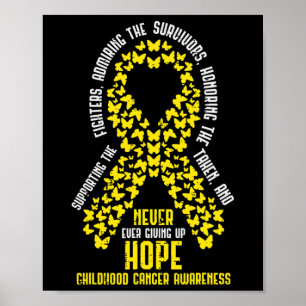 Childhood Cancer Ribbon Never Giving Up Hope Aware Poster