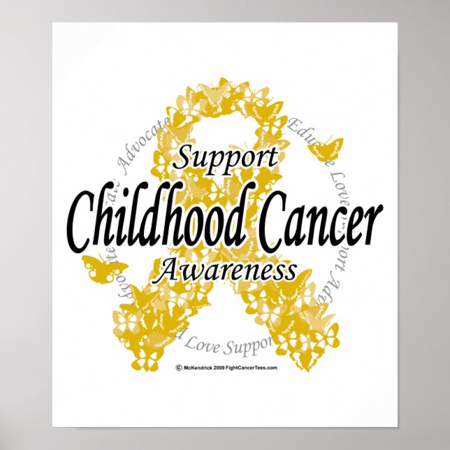 Childhood Cancer Ribbon of Butterflies Poster (Front)