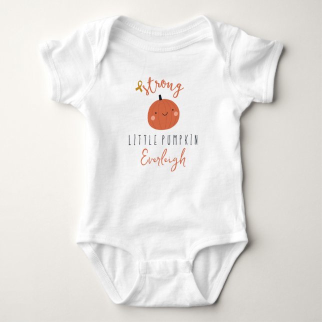 childhood cancer strong little pumpkin Custom Name Baby Bodysuit (Front)