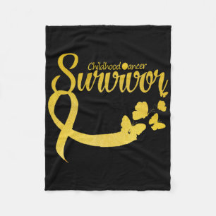 Childhood Cancer Survivor Ribbon Butterfly Awarene Fleece Blanket