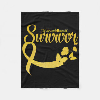 Childhood Cancer Survivor Ribbon Butterfly Awarene Fleece Blanket