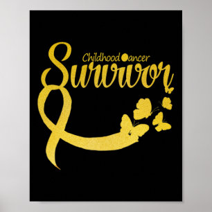 Childhood Cancer Survivor Ribbon Butterfly Awarene Poster
