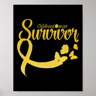 Childhood Cancer Survivor Ribbon Butterfly Awarene Poster