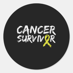 Childhood Cancer Survivor Yellow Ribbon Awareness Classic Round Sticker