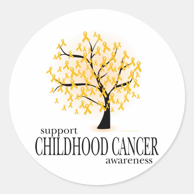 Childhood Cancer Tree Classic Round Sticker (Front)