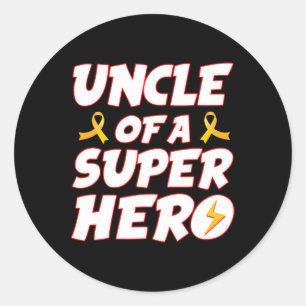 Childhood Cancer Uncle Of A Superhero Family Ribbo Classic Round Sticker